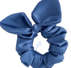 Satin Bow Scrunchie - Blue 1