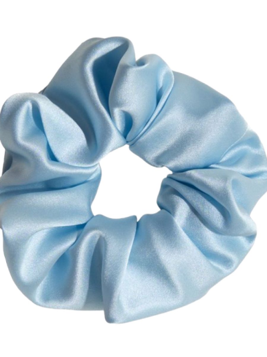 Silken Hair Silk Scrunchie Hair Tie - Sky Blue - Sky Blue 1 (1)